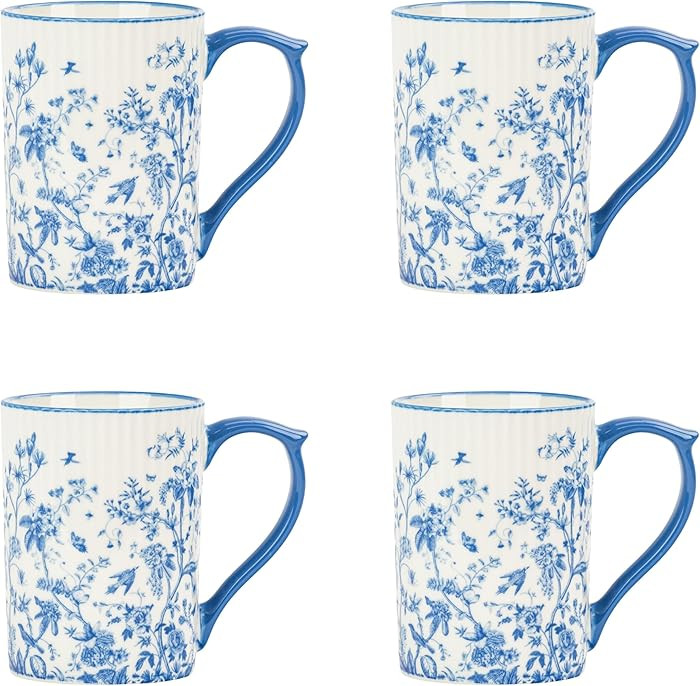 10 Strawberry Street Lylah Mug, Blue Toile, Set of 4 | Amazon (US)