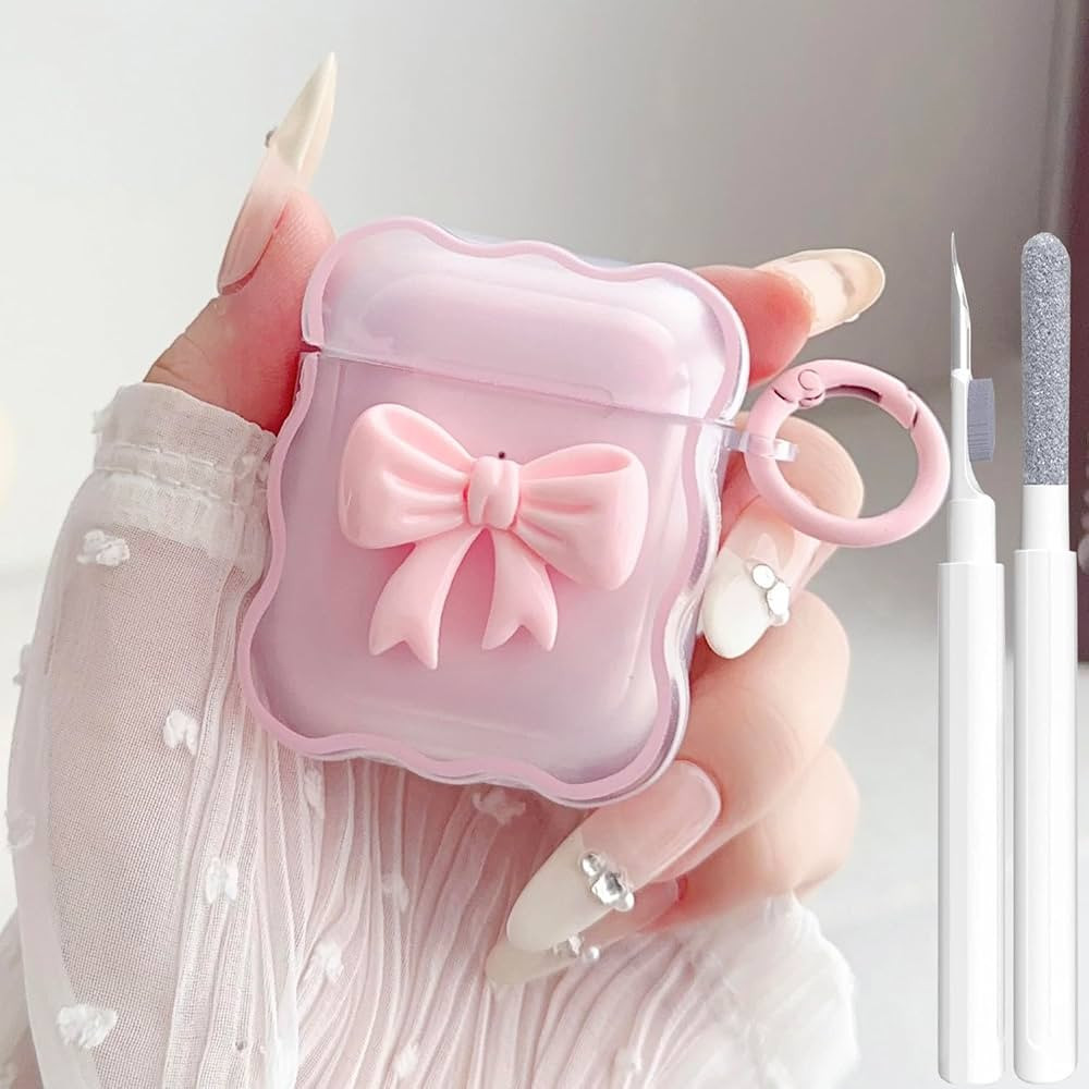 Cute AirPods 2/1 Generation Clear Case, Girly 3D Bow Design Soft TPU Protective Shockproof Kawaii... | Amazon (US)