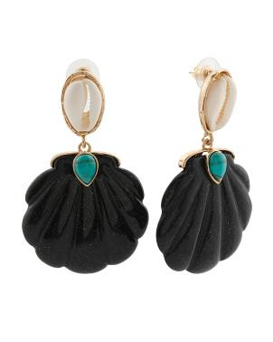 Black Shell Drop Earrings | TJ Maxx