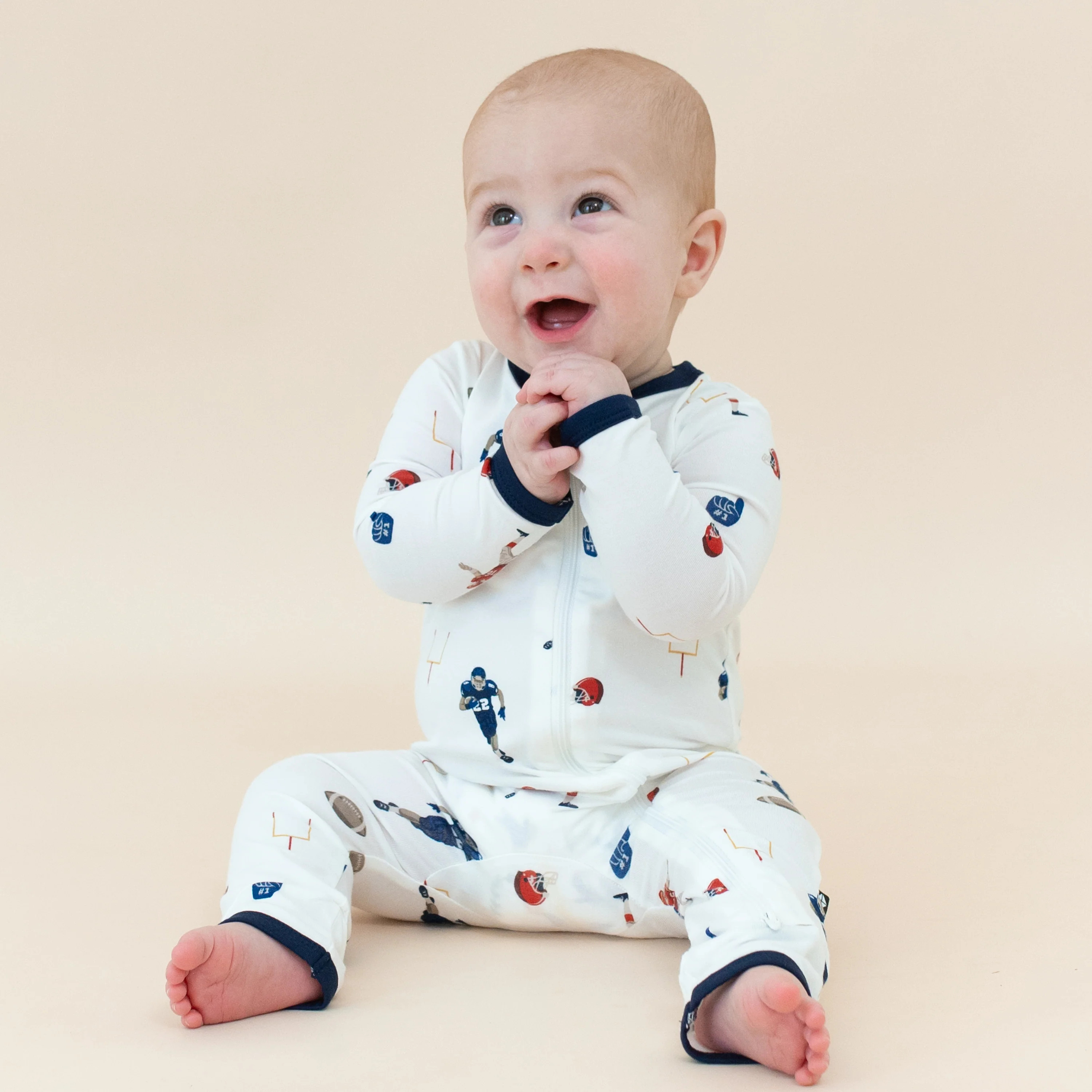 Zippered Romper in Football | Kyte BABY