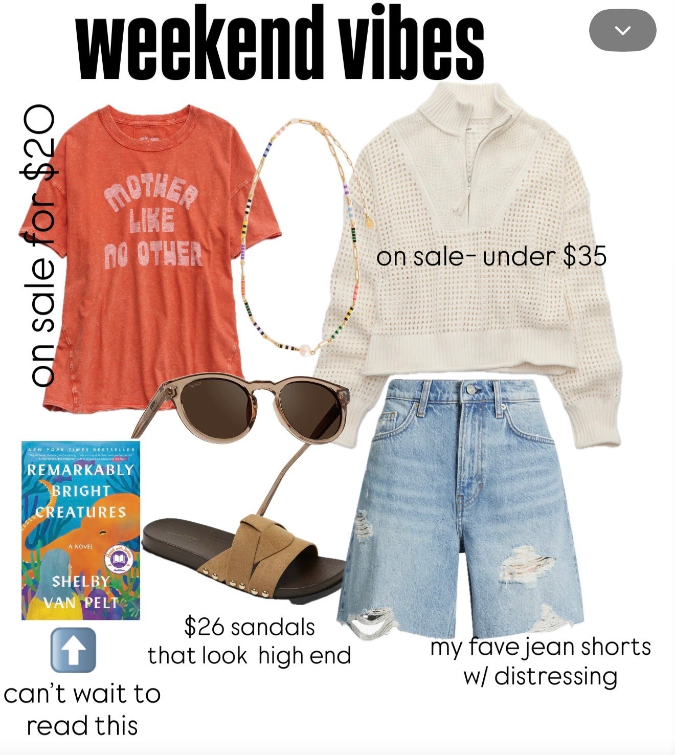 Summer weekends loading! My style agenda is comfy but cute! Fun colors with some of my neutral faves! Starting a good book, working in the yard, being present as a mom.  
➡️most of this is on sale and under $30, 
comment shop for links

#LTKmomlife #LTKOver40 #LTKSaleAlert