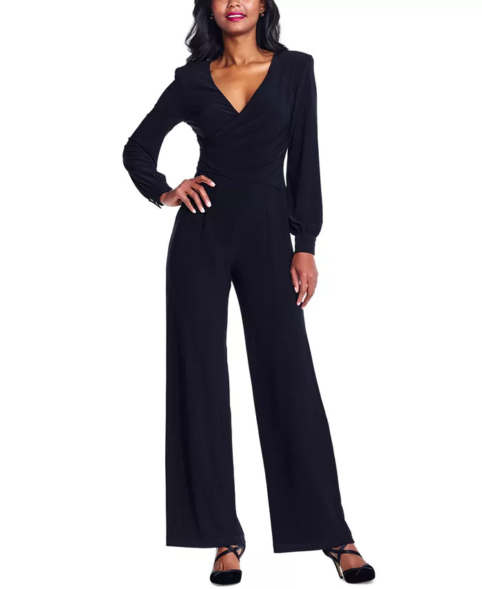 Adrianna Papell V-Neck Wrap-Style Jumpsuit - Macy's | Macy's