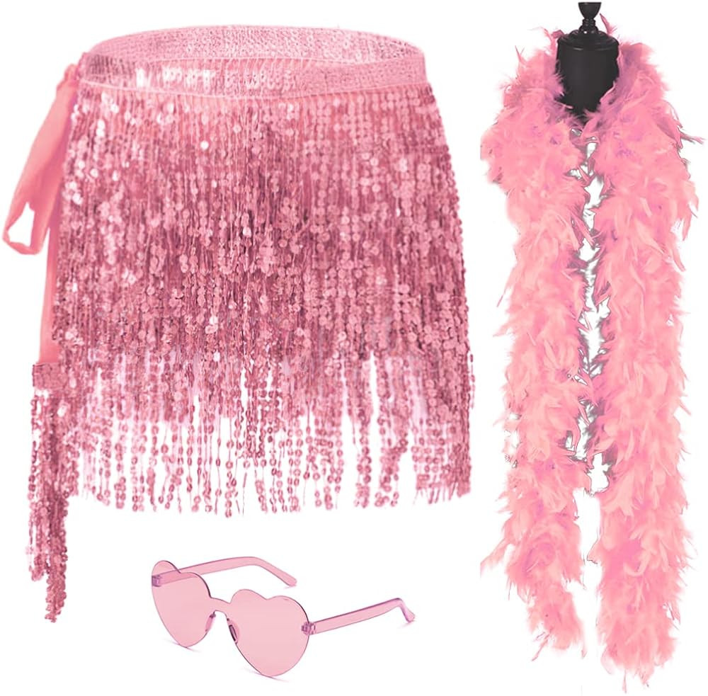 Sequin Skirt - Sequin Skirt for Women Fringe Skirt Belly Dance Rave Disco Cowgirl Sparkle Skirt, ... | Amazon (US)