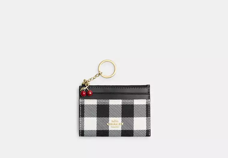 Mini Skinny Id Case With Gingham Print And Charm | Coach (US)