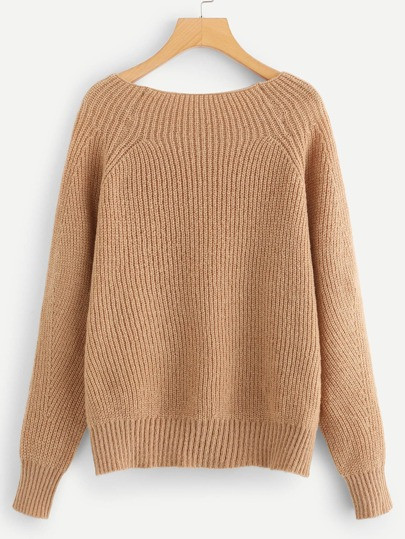 SHEIN Boat Neck Solid Jumper | SHEIN