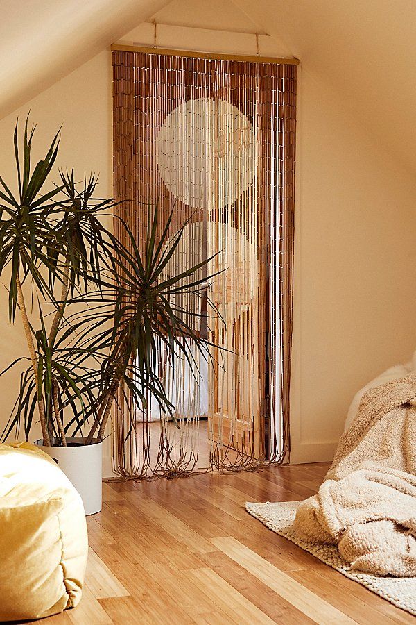 Big Dot Bamboo Beaded Curtain - Beige 84" at Urban Outfitters | Urban Outfitters (US and RoW)
