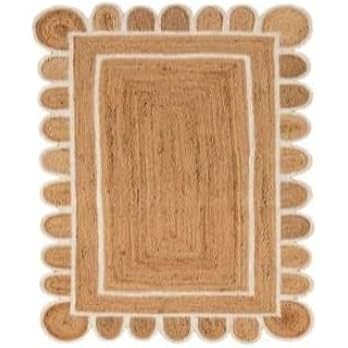 SVI Rug Scallop Pattern Jute Bohemian Area Rug (Off White, 4'x6') | Amazon (US)