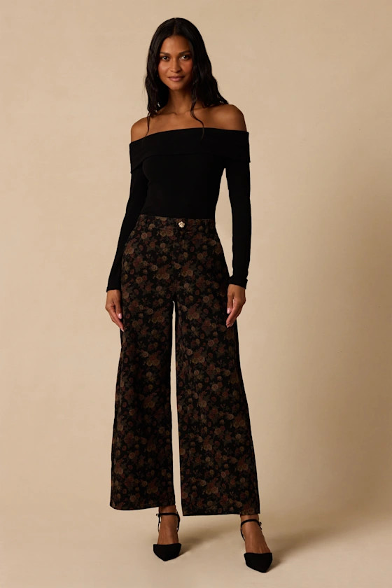 Briggs Black Floral Corduroy Pants | Lulus