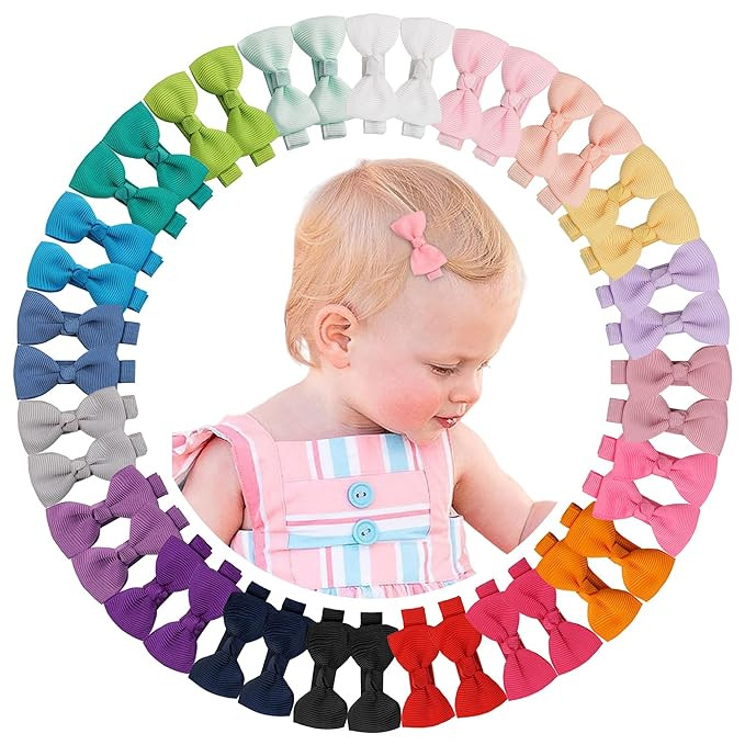 CÉLLOT Baby Hair Clips 40PCS Fully Lined Tiny 2" Hair Bows Alligator Clips for Infants and Toddl... | Amazon (US)