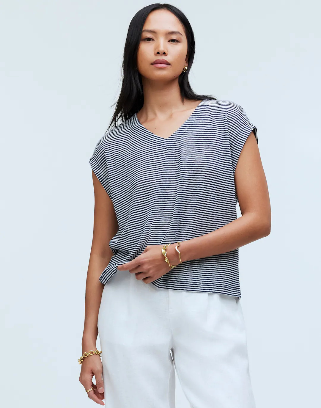 Relaxed V-Neck Tee in Stripe | Madewell