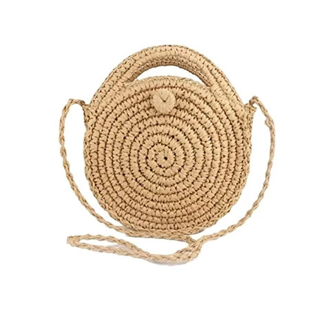 RUEWEY Beach Straw Bags Retro Rattan Handbag Crossbody Small Round Bag | Walmart (US)