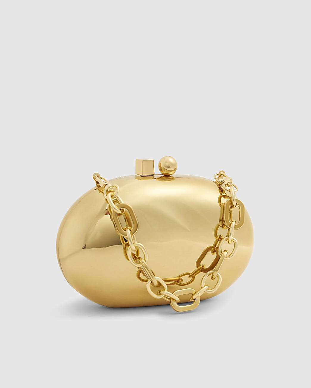 Gold Metal Hard Shell Clutch Bag | River Island UK & IE