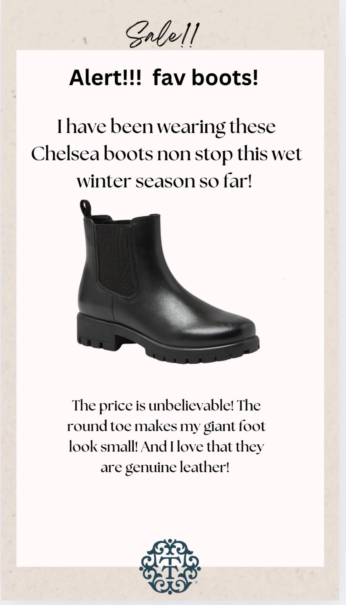 Best all leather Chelsea’s.  Love these. So easy to throw on all winter with a pair of thick socks.  The best  

#LTKFindsUnder100 #LTKootd #LTKOver40