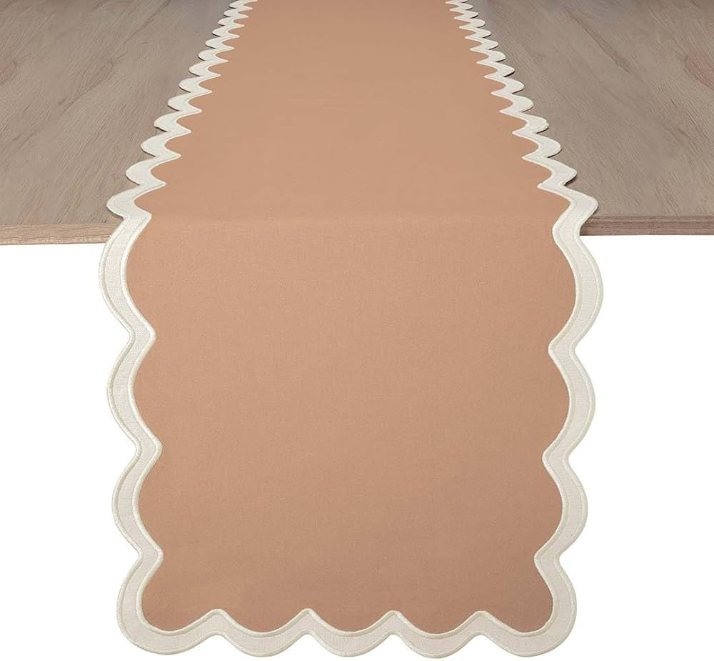 Folkulture Table Runner | Summer Table Runners 90 inches Long | Scallop Table Runner for Farmhous... | Amazon (US)