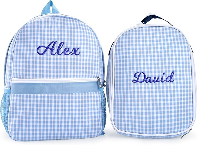 MT WORLD Daycare Backpacks with Lunch Boxes Set,Personalized Checkered Backpacks and Lunchboxes,T... | Amazon (US)