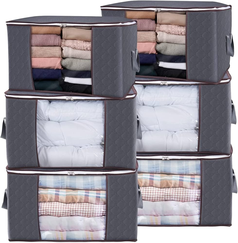 Lifewit 90L Large Storage Bags, 6 Pack Closet Organizers and Storage, Clothes Foldable Storage Bi... | Amazon (US)