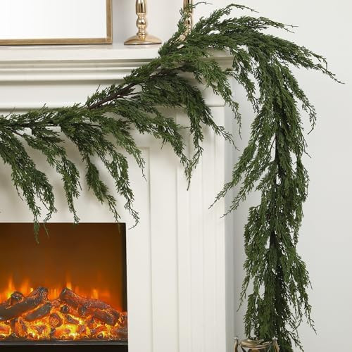1 PCS 6 ft Christmas Cypress Cedar Garland - Artificial Real Touch Pine Needles Holiday Garland f... | Amazon (US)