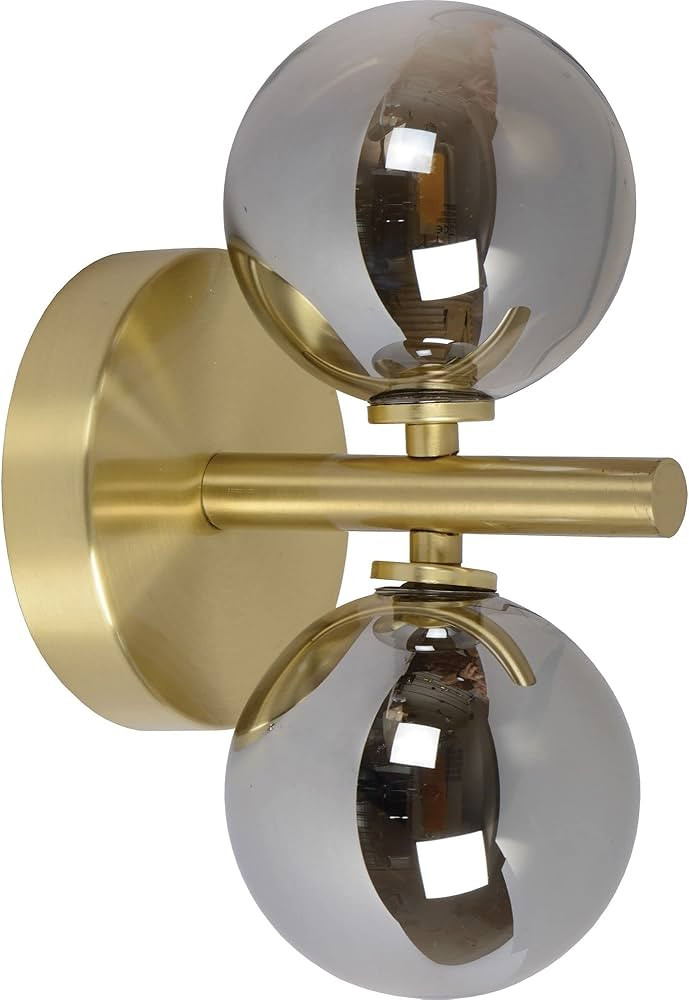 9.75" Black and Satin Brass Finished 2-Light Glass Wall Sconce | Amazon (US)