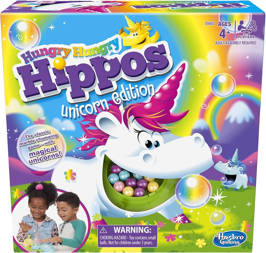 Hasbro Gaming Hungry Hippos Unicorn Edition Board/Pre-School Game for Kids Ages 4 and Up; for 2 t... | Amazon (US)