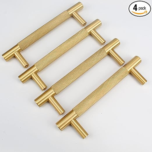 RZDEAL 4Pcs 5 Inch Solid Brass Cabinet Pulls Kitchen Cupboard Handles Modern Drawer Pulls Bathroo... | Amazon (US)