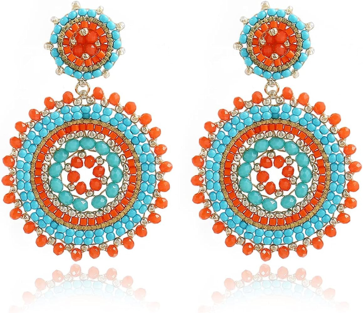Boho Beaded Earrings For Women Summer Beach Statement Drop Dangle Dainty Trendy Seed Bead Vacatio... | Amazon (US)