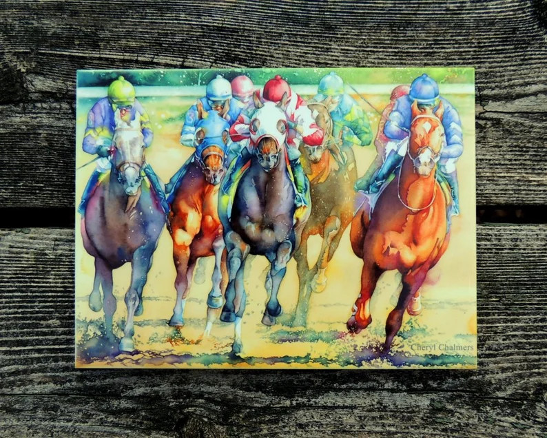 Saratoga Horse Racing Ceramic 6"x8" Trivet: Equine Art by Cheryl Chalmers - Etsy | Etsy (Global)
