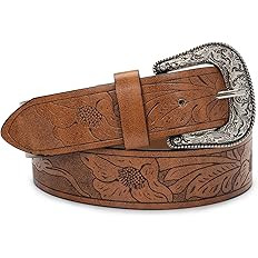 INOGIH Adjustable-Vintage-Western-Cowboy-Belt Women Men - Cowboy-Style Engraved-Buckle Belt for J... | Amazon (US)