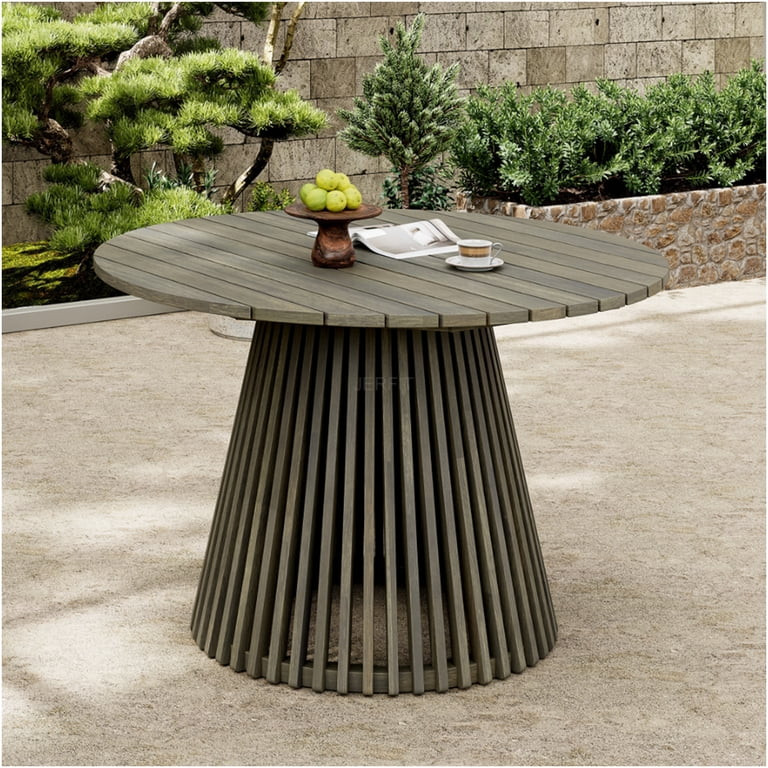 JERFIT 47.25 Inch Round Outdoor Dining Table, Acacia Wood Patio Table with Grey Finish for Garden... | Walmart (US)