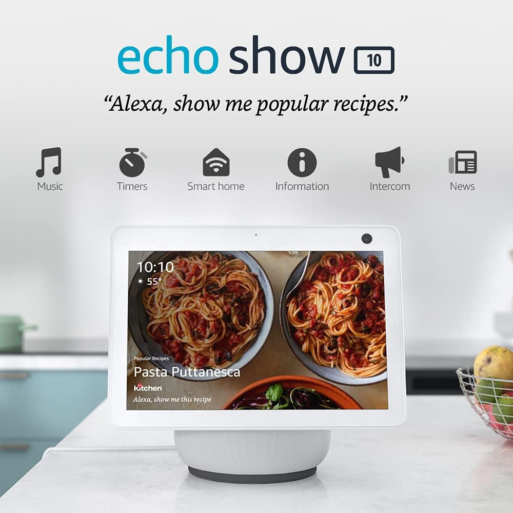 Echo Show 10 (3rd Gen) | HD smart display with motion and Alexa | Glacier White | Amazon (US)