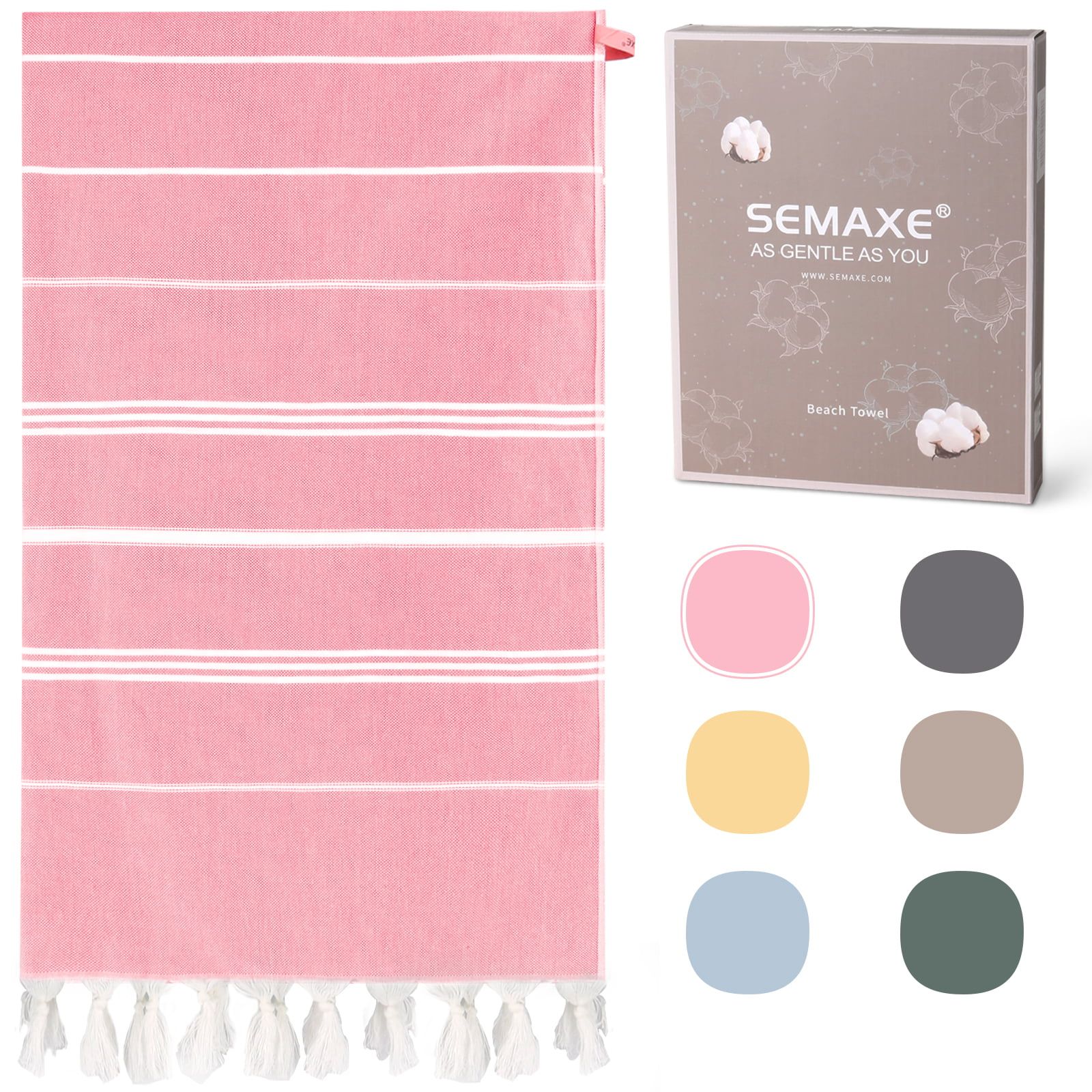 SEMAXE Large Beach Towel (36 x 74), 100% Cotton, Turkish style towel, Yoga towel, Travel towel, P... | Walmart (US)