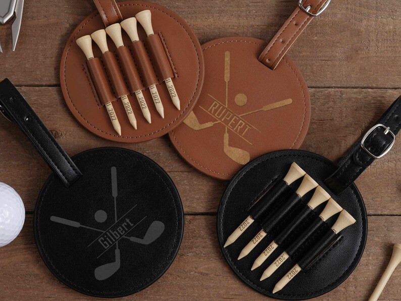 Leather Golf Bag Tag Gift For Groomsmen-Custom Golf Accessories - Golf Gifts For Man - Golf Tee H... | Etsy (US)