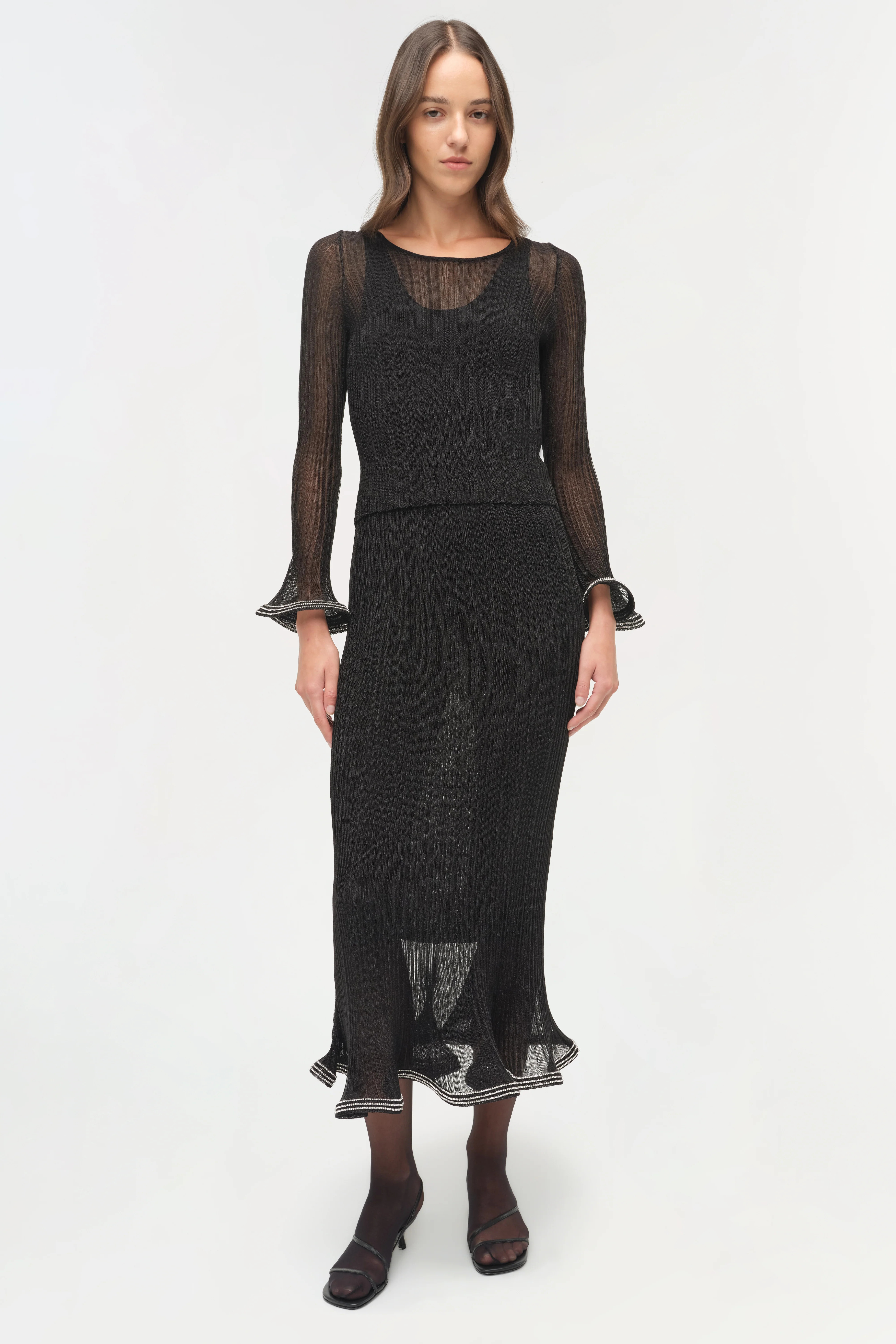 Brighton Metallic Plisse Midi Skirt | Simkhai