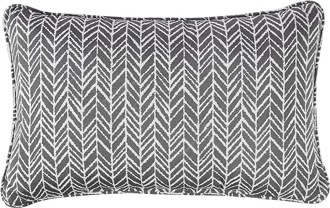 Pillow Perfect Outdoor/Indoor Herringbone Slate Lumbar Pillows, 11.5" x 18.5", Gray, 2 Count | Amazon (US)