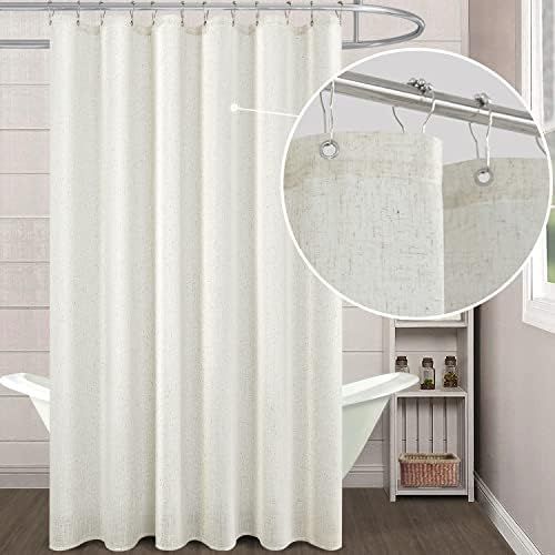 Linen Shower Curtain,Boho Farmhouse Shower Curtains for Bathroom,Bath Decor Natural Cloth Cotton Loo | Amazon (US)