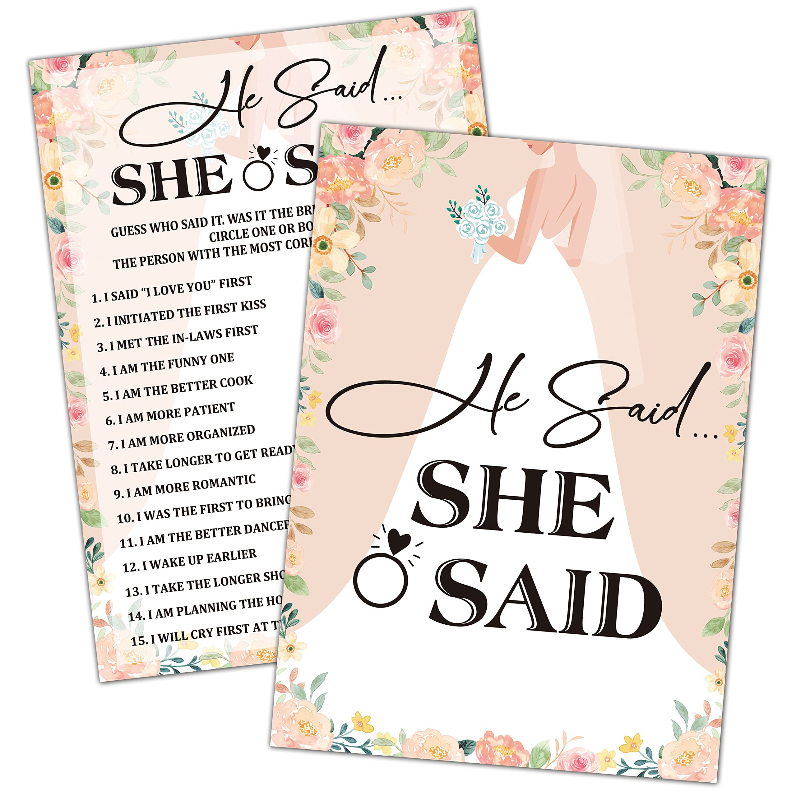Bridal Shower Games, Wedding Shower Game Card, Blush Pink Boho Floral Romantic Engagement/Bachelo... | Amazon (US)