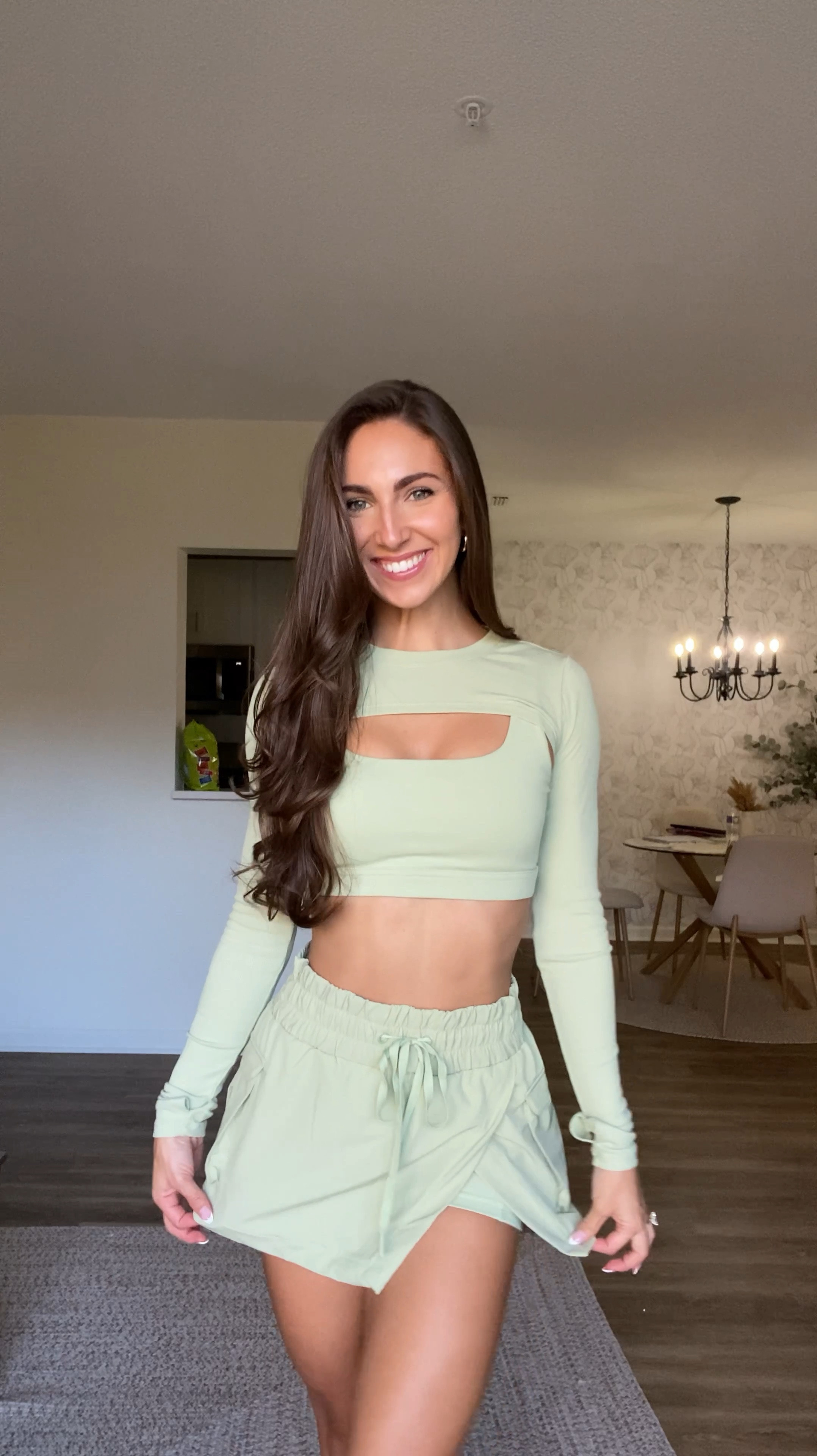 This new pistachio color from Popflex is everything!! I love how this skirt is longer in the back! I’m wearing a small in everything 💚

#LTKFitness #LTKActive #LTKVideo