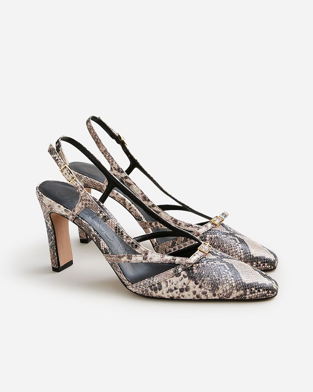 Made-in-Spain Jules slingback pumps in snake-embossed leather | J. Crew US