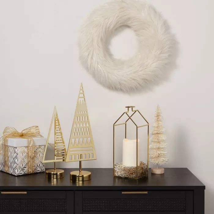 15in Faux Fur Wreath White - Wondershop™ | Target