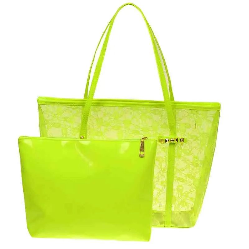 Neon Green Clear Pvc Womens Bag Handbag Transparent Clear Bag Tote From Very_satisfied, $53.95 | ... | DHGate