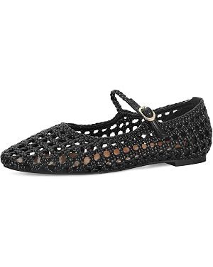 Woven Mesh Ballet Flats for Women Round Toe Mary Jane Flats Buckle Strap Ballerina Flats Comforta... | Amazon (US)