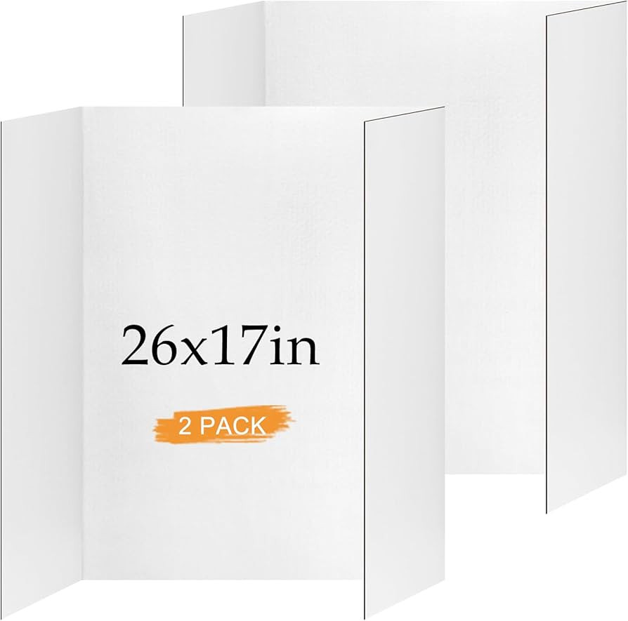 2 Pack Small Trifold Poster Board 26" x 17", White Corrugated Project Boards for Science Fairs, S... | Amazon (US)