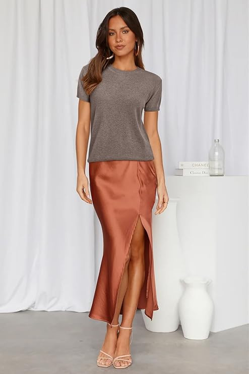 Arach&Cloz Womens Wool Blend Soft Summer Sweater Short Sleeve Crew Neck Casual Loose Fit Pullover... | Amazon (US)