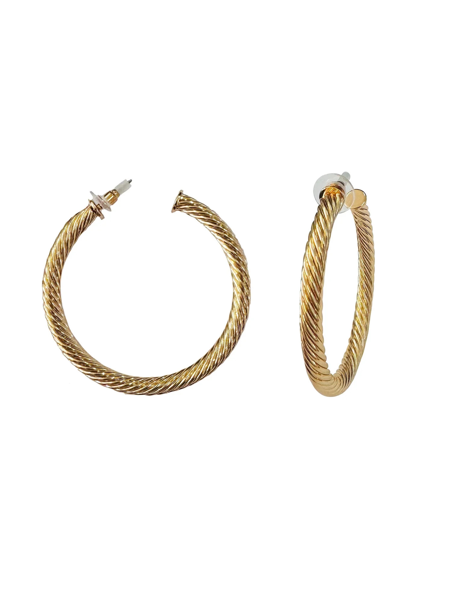 Time and Tru Gold Twisted C-Hoop Earrings | Walmart (US)