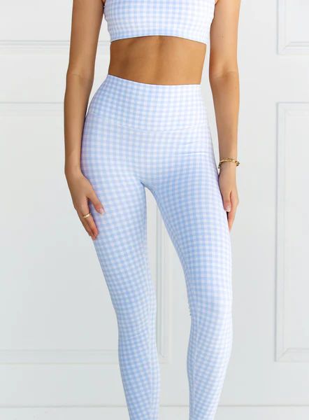 Astoria LUXE BALANCE Full Length Legging - Blue Gingham | astoria activewear