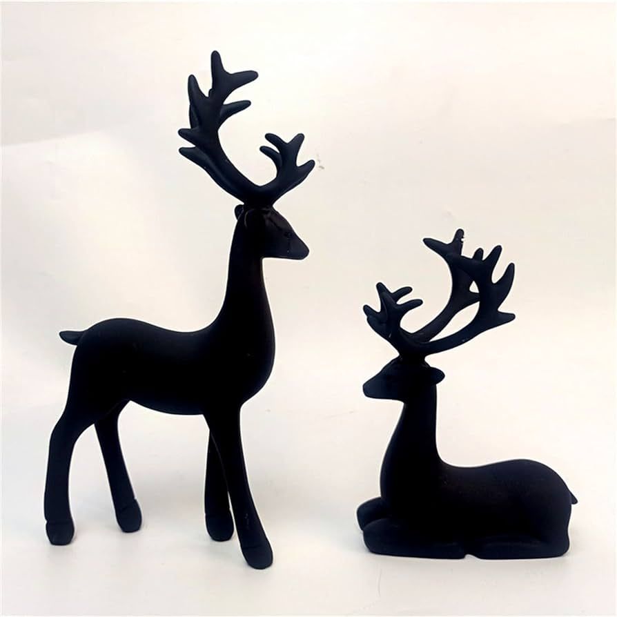 Amazon.com: Bonlting 2 Pack Resin Christmas Reindeer Figurines Deer Statues Elk Sculpture Deer Or... | Amazon (US)