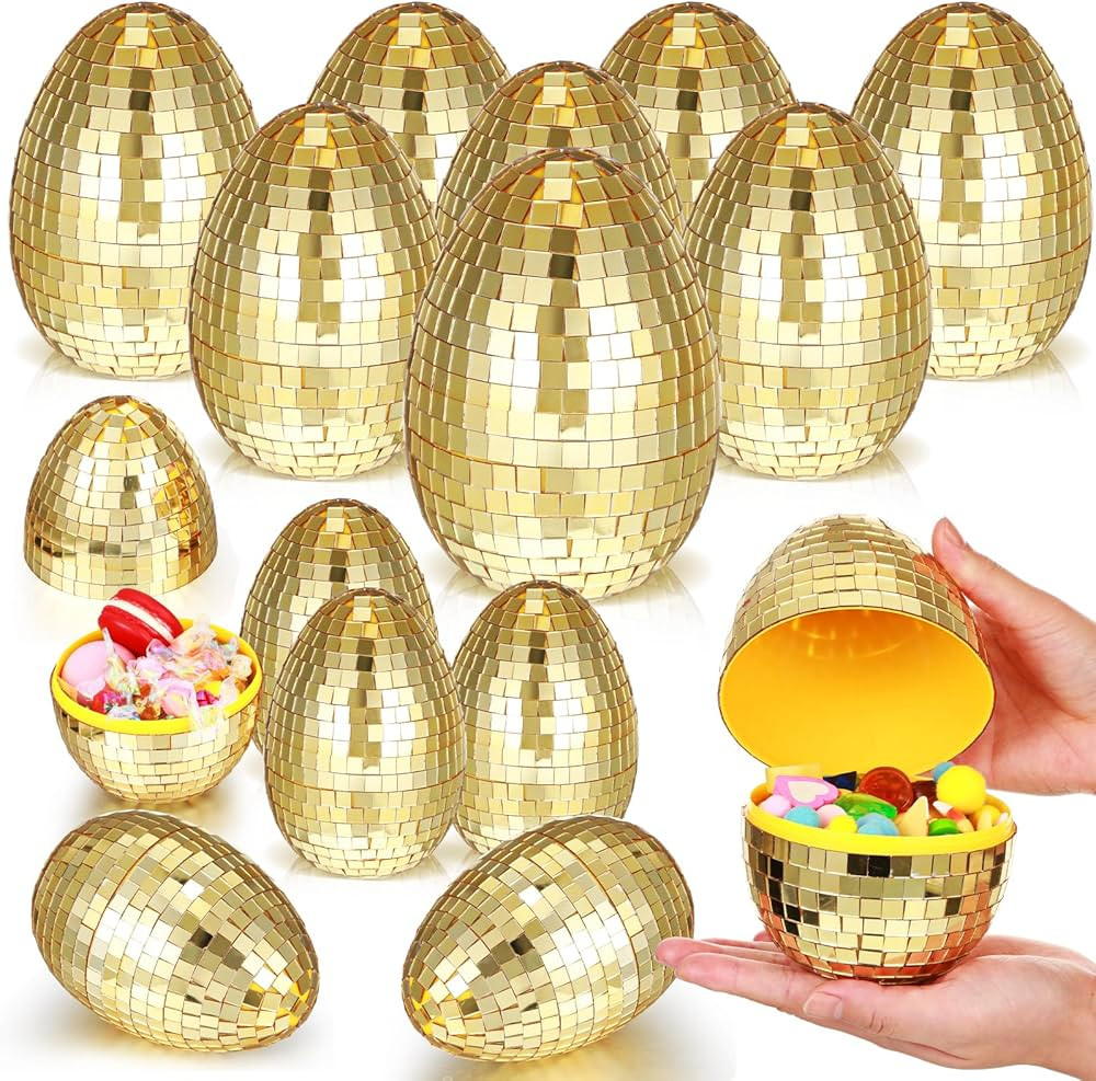 6 Pcs Easter Golden Egg 6'' x 4'' Mirrored Jumbo Easter Eggs Fillable Big Easter Eggs Jumbo Plast... | Amazon (US)