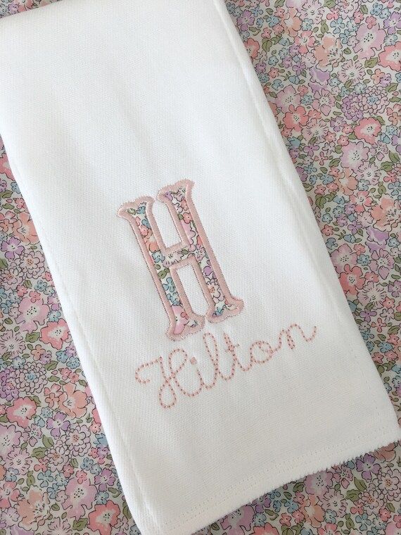 Monogrammed Appliqué Burp Bloomer or Bib Embroidered Liberty - Etsy | Etsy (US)