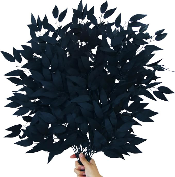 GREENTIME 6 Pack Artificial Black Italian Ruscus Stems 23.5'' Faux Halloween Leaf Bouquet for Vas... | Amazon (US)