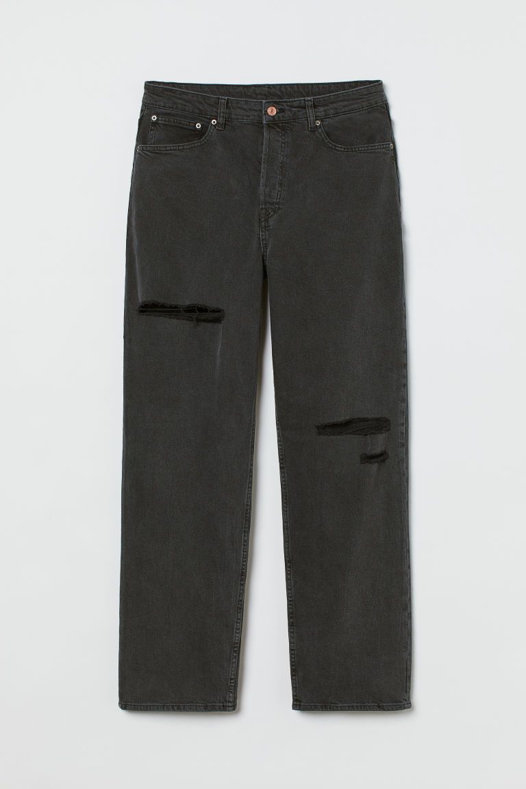 H & M - H & M+ Straight High Waist Jeans - Black | H&M (US)