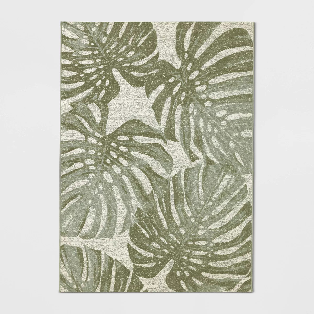 7'x10' Rectangular Tonal Palm Woven Outdoor Area Rugs Heathered Green - Threshold\u2122 | Target